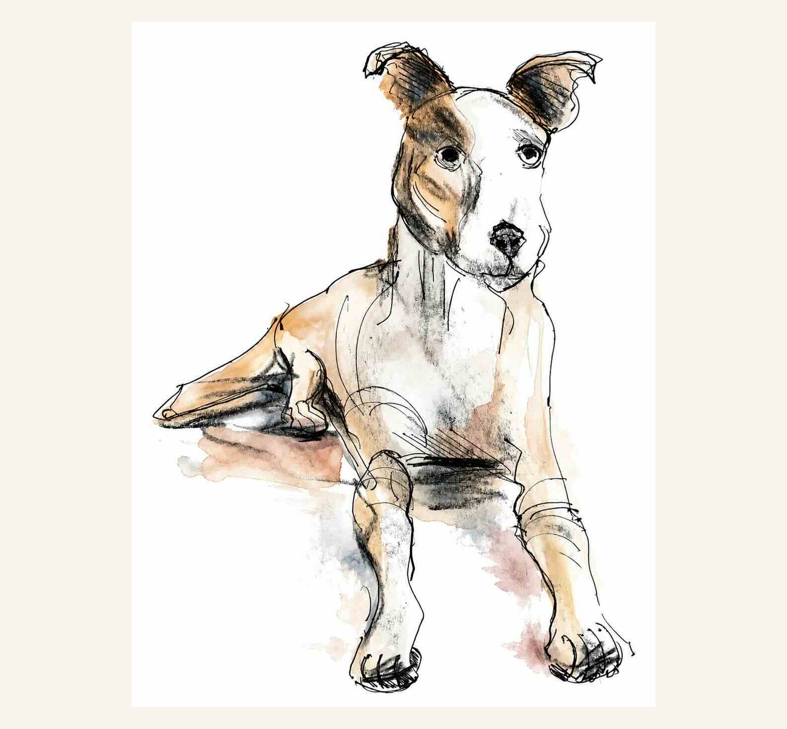 Dessin instantané d’un chien au trait bleu